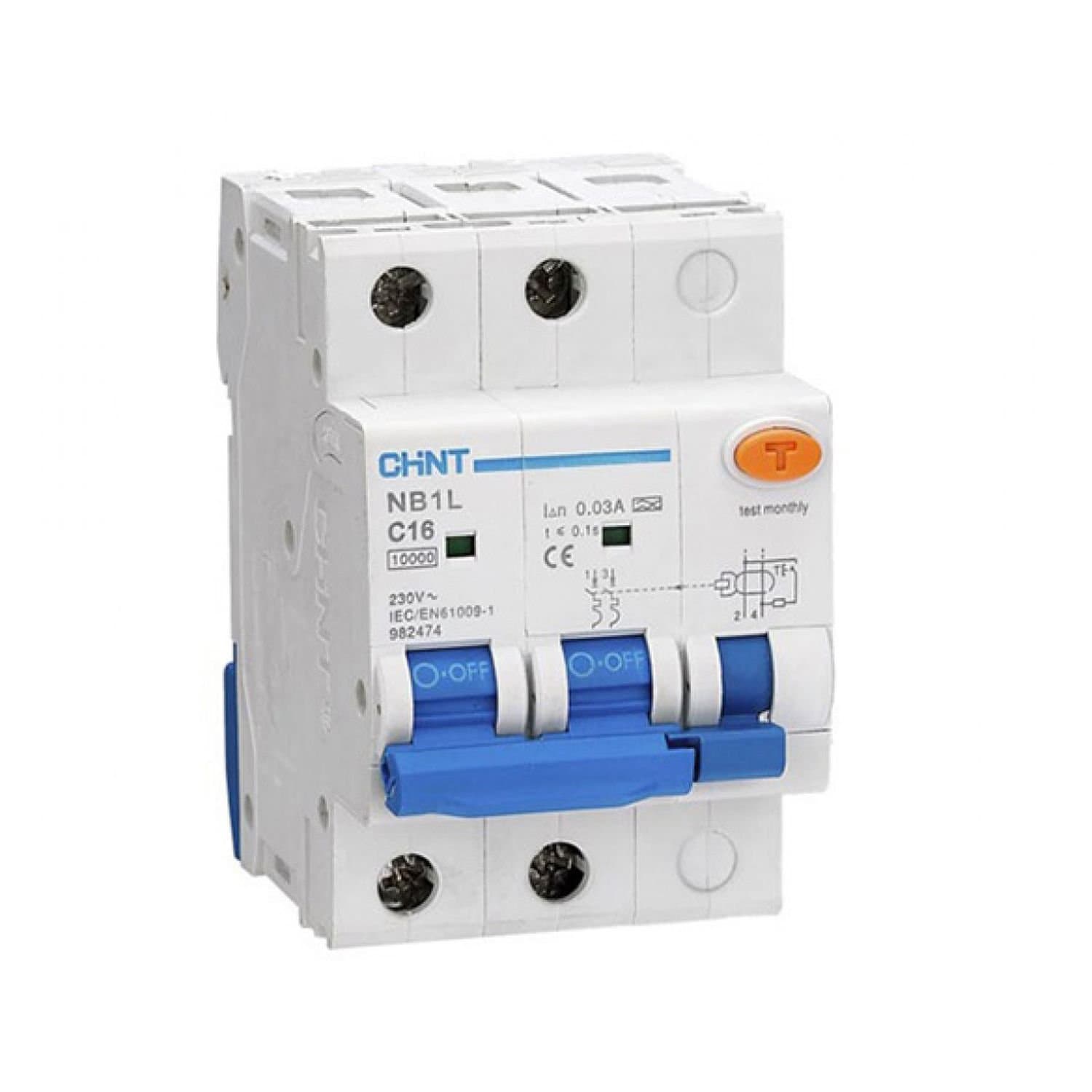 CHINT Диф. автомат NB1L 2P B32 30mA тип AC 10kA (54mm) (R) 205086