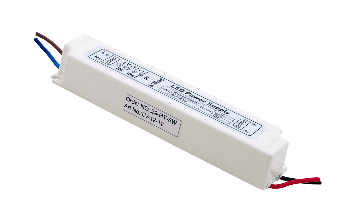 SWG Блок Питания для ленты IP 67 пластик 12 W, 12V LV-12-12