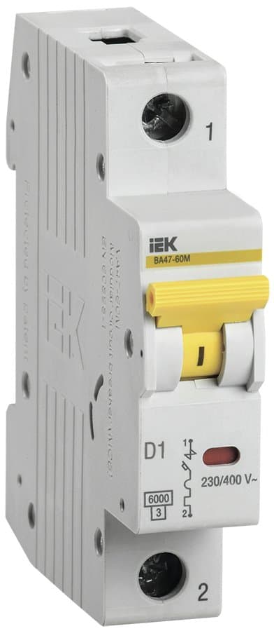IEK KARAT Автоматический выключатель ВА47-60M 1Р 1А 6кА D MVA31-1-001-D