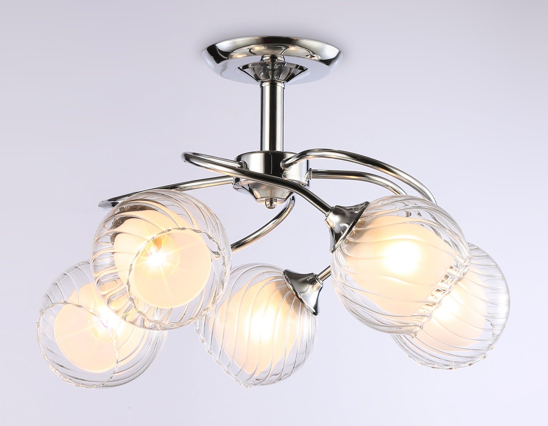 Ambrella Подвесная люстра TR3198/5 CH/CL/FR хром/прозрачный/белый матовый E27/5 max 40W D600*485