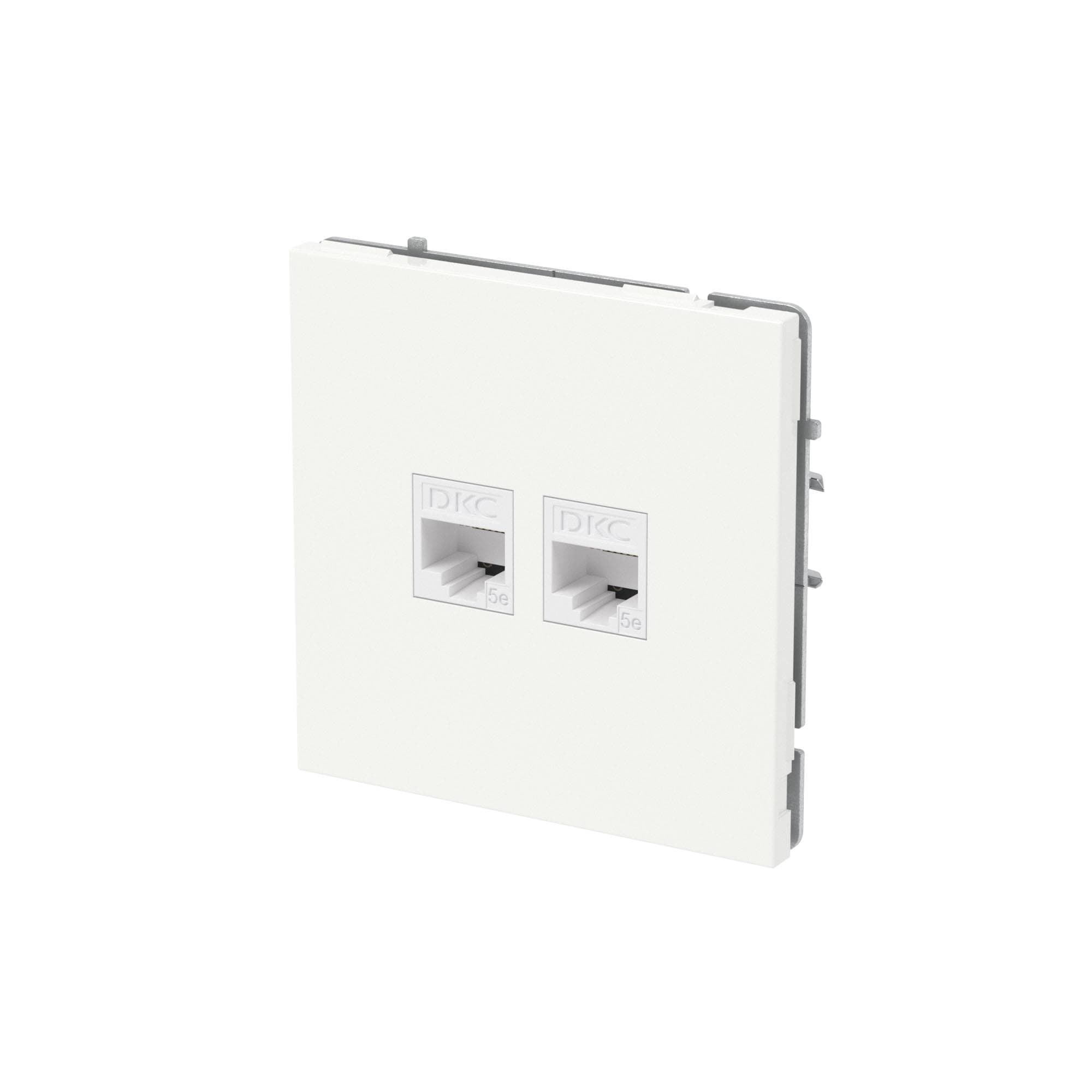 DKC KANT Компьютерная розетка RJ-45 без шторки, кат.5е двойная, белая магнолия — миниатюра 2