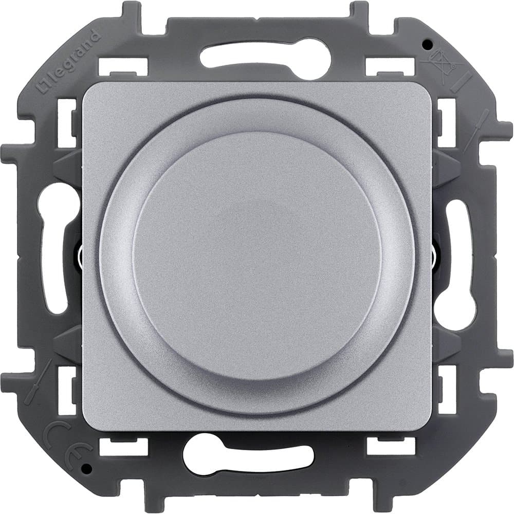Legrand INSPIRIA Алюминий Светорегулятор поворотный без нейтрали 300Вт 673792