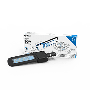 Gauss Светильник уличный Qplus 50W 6000lm 5000K 120-260V IP65 370*145*45мм черный КСС "Ш" LED 629535350