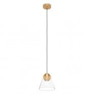 Eglo 99628 Подвесной потолочный светильник (люстра) CERASELLA, GU10, 1x4,5W, 1x345lm, H1100, Ø200, сталь/стекло, матовая латунь/прозрачный