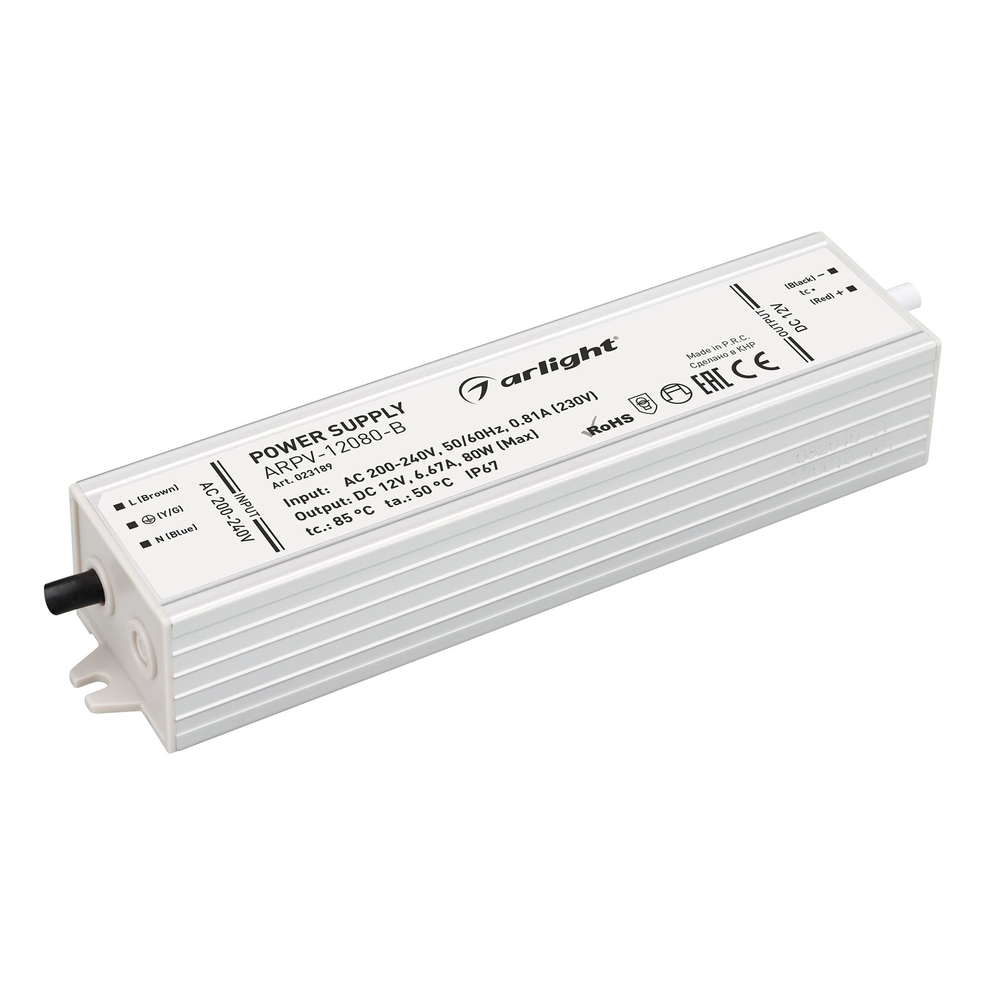 Arlight Блок питания ARPV-12080-B (12V, 6.7A, 80W) (IP67 Металл, 3 года) 023189 — миниатюра 1