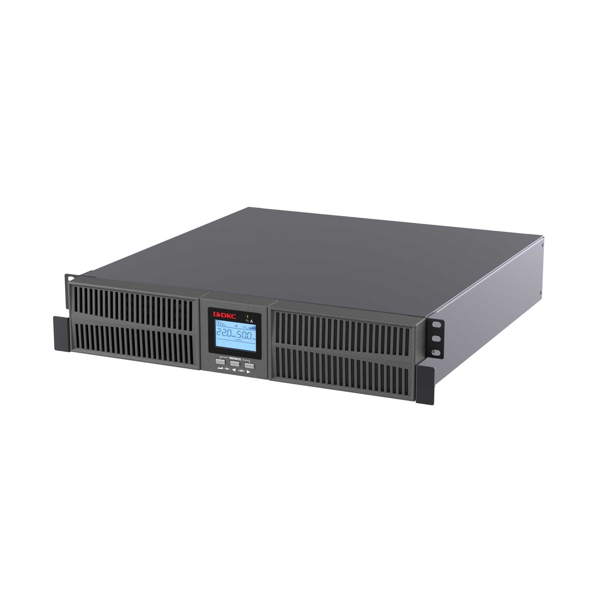 DKC Онлайн ИБП ДКС серии Small Rackmount, 2000 ВА/1800 Вт, 1/1, 8xIEC C13, EPO, USB, RS-232, RJ45, Rack 2U, без АКБ, 9Ач — миниатюра 1