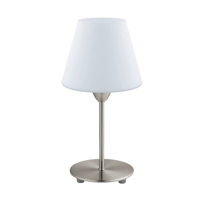 Eglo Лампа настольная DAMASCO 1, 1х60W(E14), Ø145, H300, сталь, никель мат./опловое стекло, белый 95785