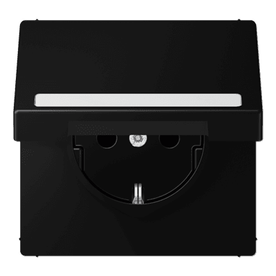 JUNG LS 990 Черный матовый Розетка с крышкой, с полем для надписи, SCHUKO LS1520BFNAKLSWM