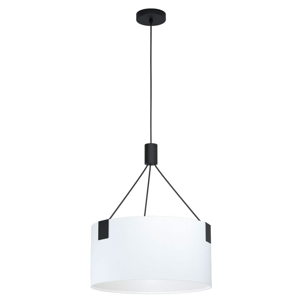Eglo TORTOLA Подвес , 3х40W(E27), Ø450, H1100, сталь, черный/текстиль, белый 39882