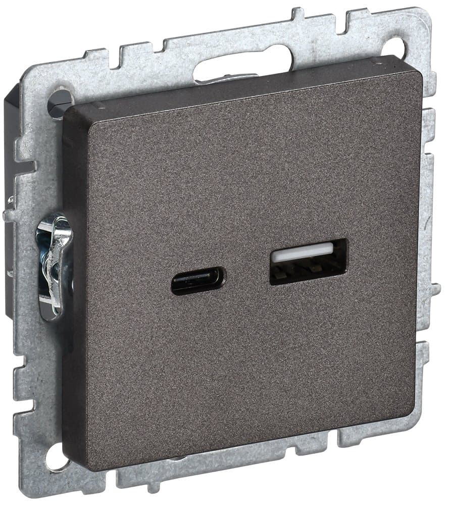 IEK BRITE BASE Темн.бронза Розетка USB A+C 18Вт РЮ11-1-БрТБ