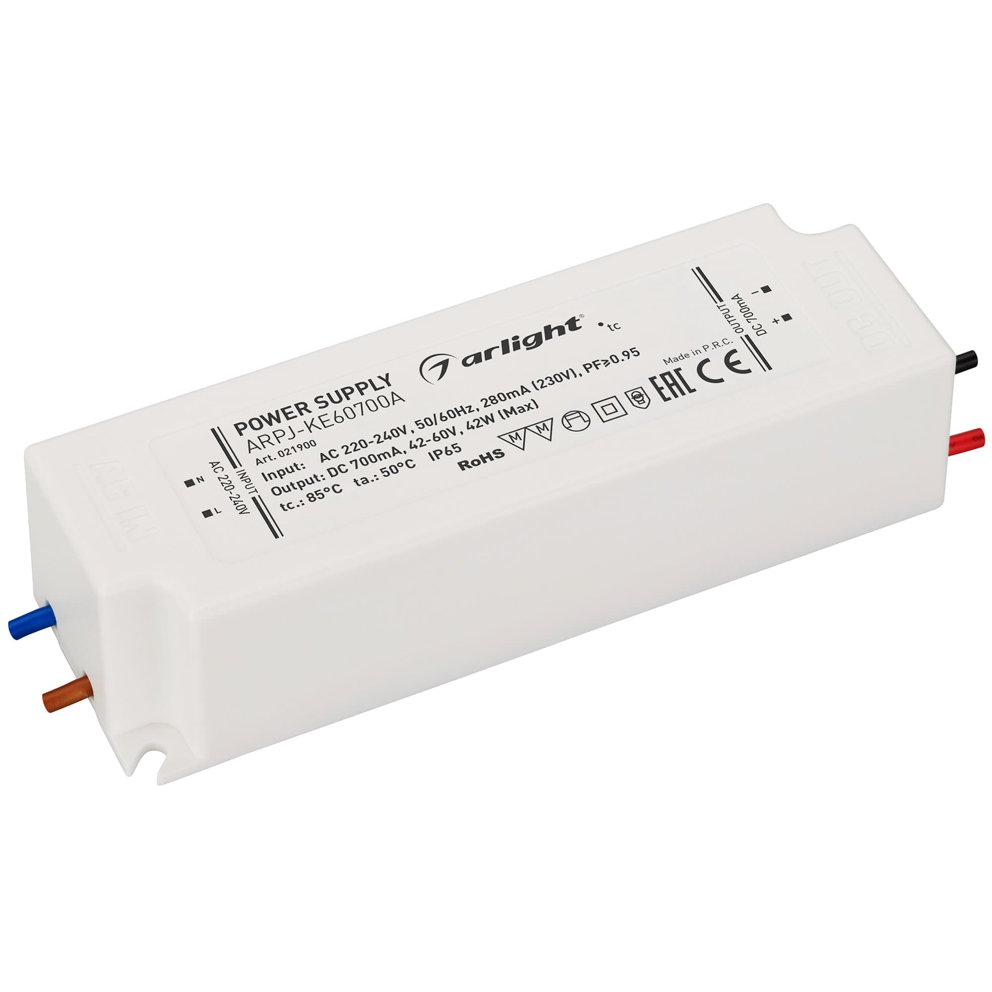 Arlight Блок питания ARPJ-KE60700A (42W, 700mA, PFC) (IP65 Пластик, 5 лет) 021900