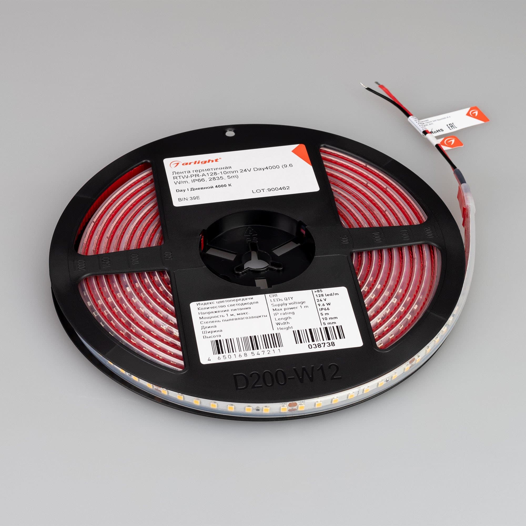 Arlight Лента герметичная RTW-PR-A128-10mm 24V Day4000 (9.6 W/m, IP66, 2835, 5m) (9.6 Вт/м, IP66) 038738 — миниатюра 3