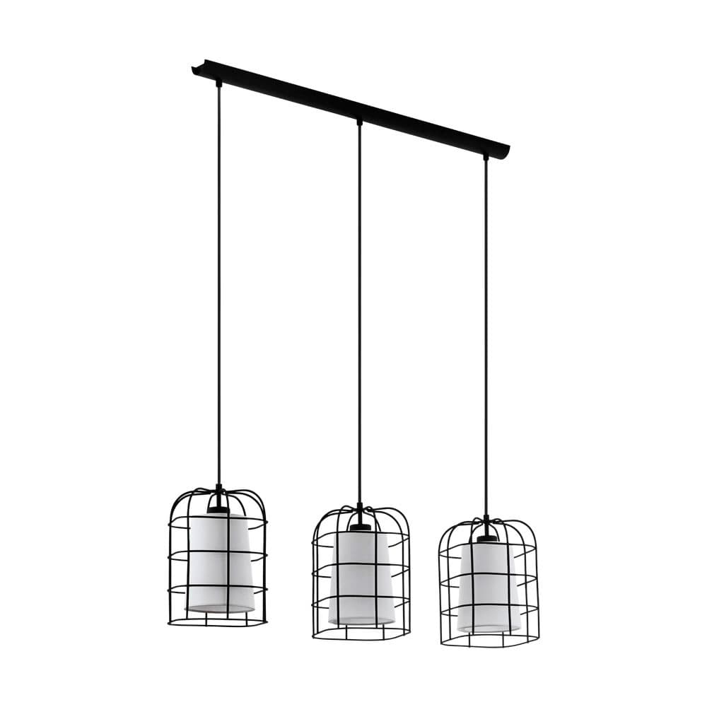 Eglo 43355 Подвес BITTAMS, 3х60W (E27), L890, B190, H1100, сталь, черный/текстиль, белый
