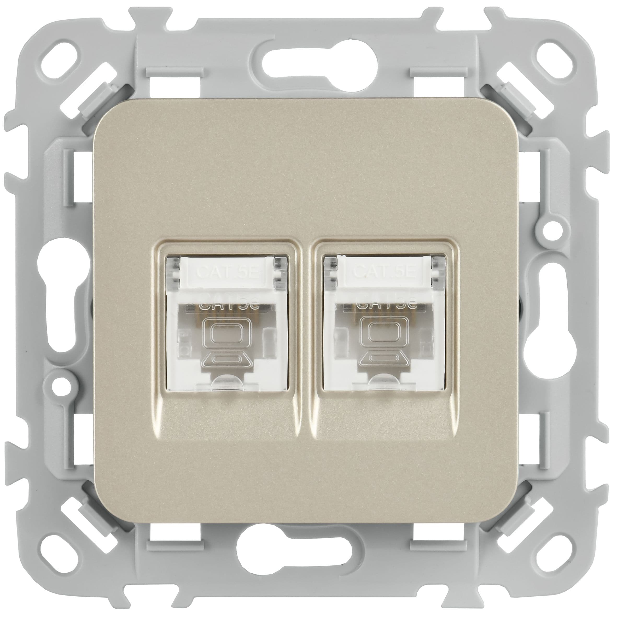 IEK FLITE Шампань Розетка 2-местная компьютерная RJ45 категория 5Е UTP — миниатюра 2