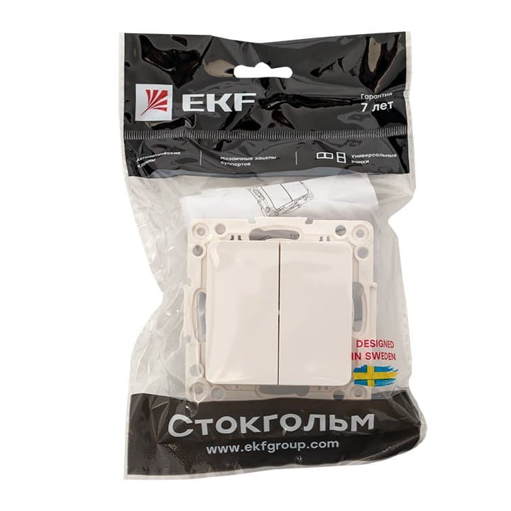EKF PROxima Стокгольм Белый Выключатель 2-кл, 10А — миниатюра 6