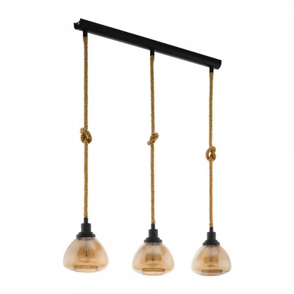Eglo 43192 Подвес RAMPSIDE, 3х28W(E27), L895, B195, H1230, сталь, черный, канатные веревки/стекло с напылением — миниатюра 1