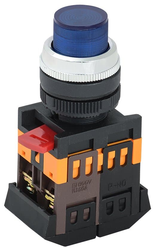 IEK Кнопка ABLFP-22 синий d22мм неон/240В 1з+1р