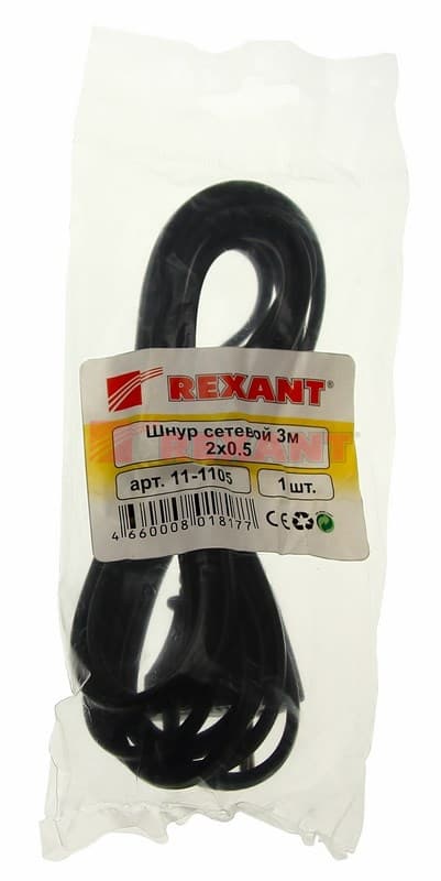 Шнур сетевой 3М 2x0.5мм² Rexant 11-1105 — миниатюра 2