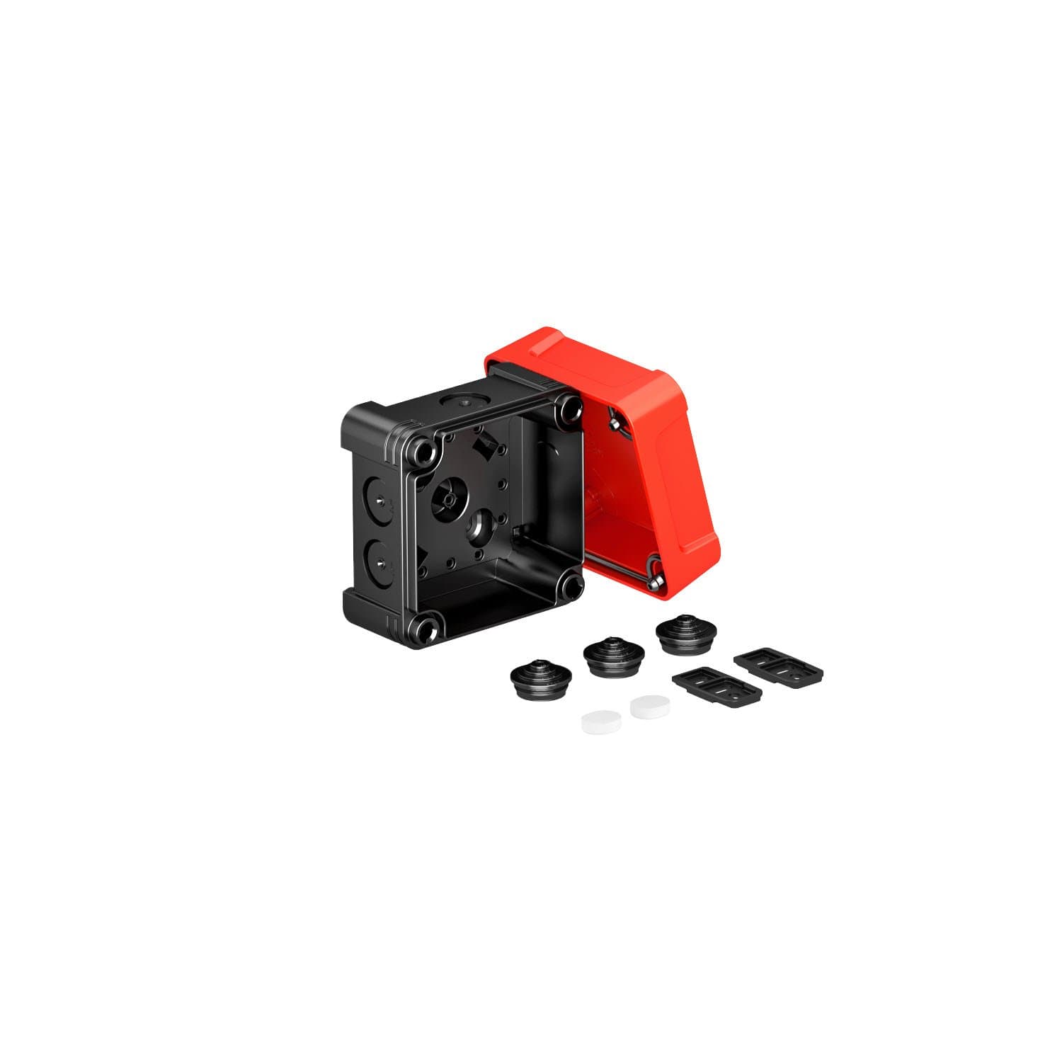 OBO Bettermann Распределительная коробка X02,, IP 67, 95х95х72 мм, черная с красной крышкой 2005144 — миниатюра 1