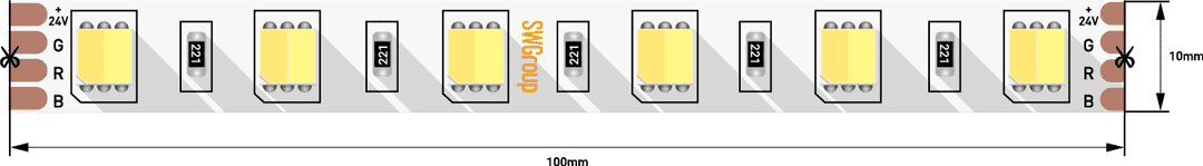 SWG Лента светодиодная  5050, 60 LED/м, 14,4 Вт/м, 24В , IP20, Цвет: Теплый белый + холодный белый SWG560-24-14.4-WWW-20