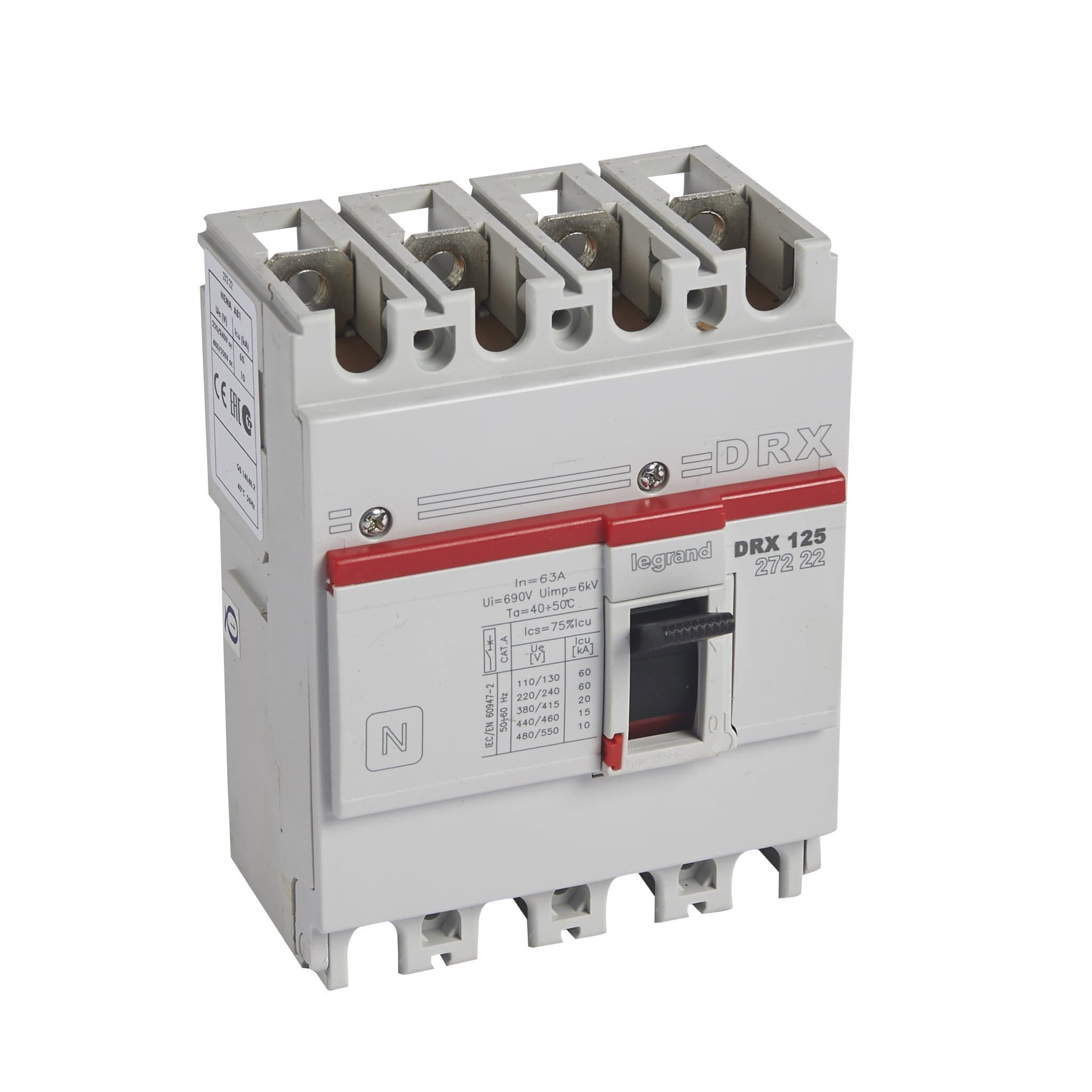 Legrand DRX125 термомагнитный  63A 4П 20kA 027222