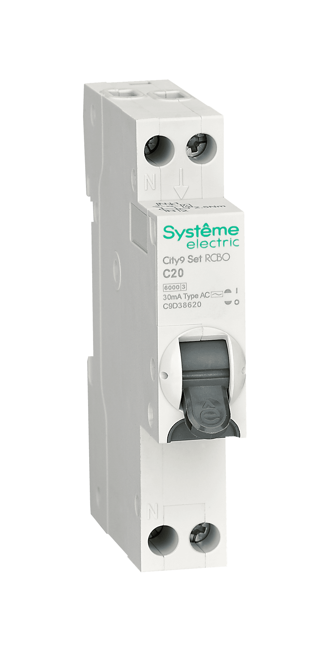 Systeme Electric City9 АВДТ 1П+Н C20 6000A 30мА AC 18мм