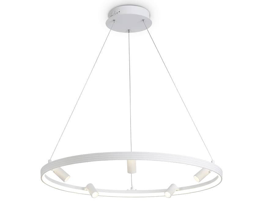 Ambrella Светильник светодиодный подвесной с пультом FL5288/1+5 WH белый 72W 3000K/4200K/6400K+4200K D700*1200 (ПДУ ИК)