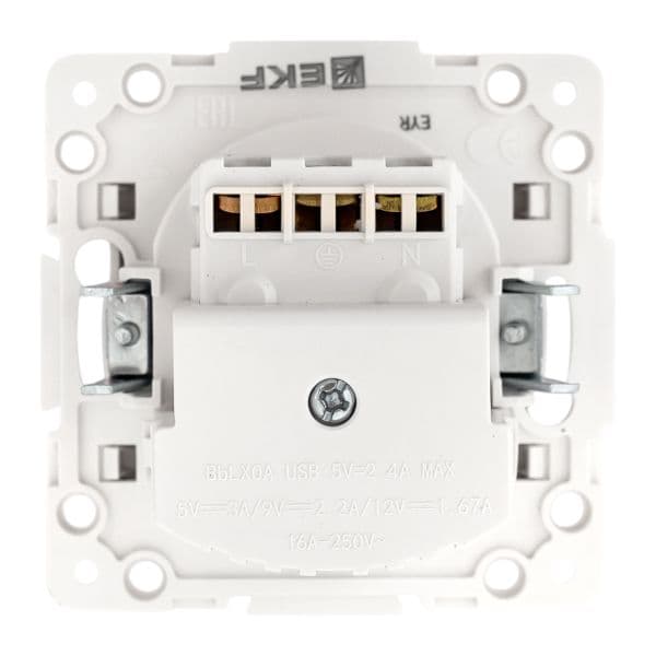 EKF Стокгольм Механизм Розетки 1-местной с/з, USB A+C 16А винтовые клеммы белый с защ. штор — миниатюра 2