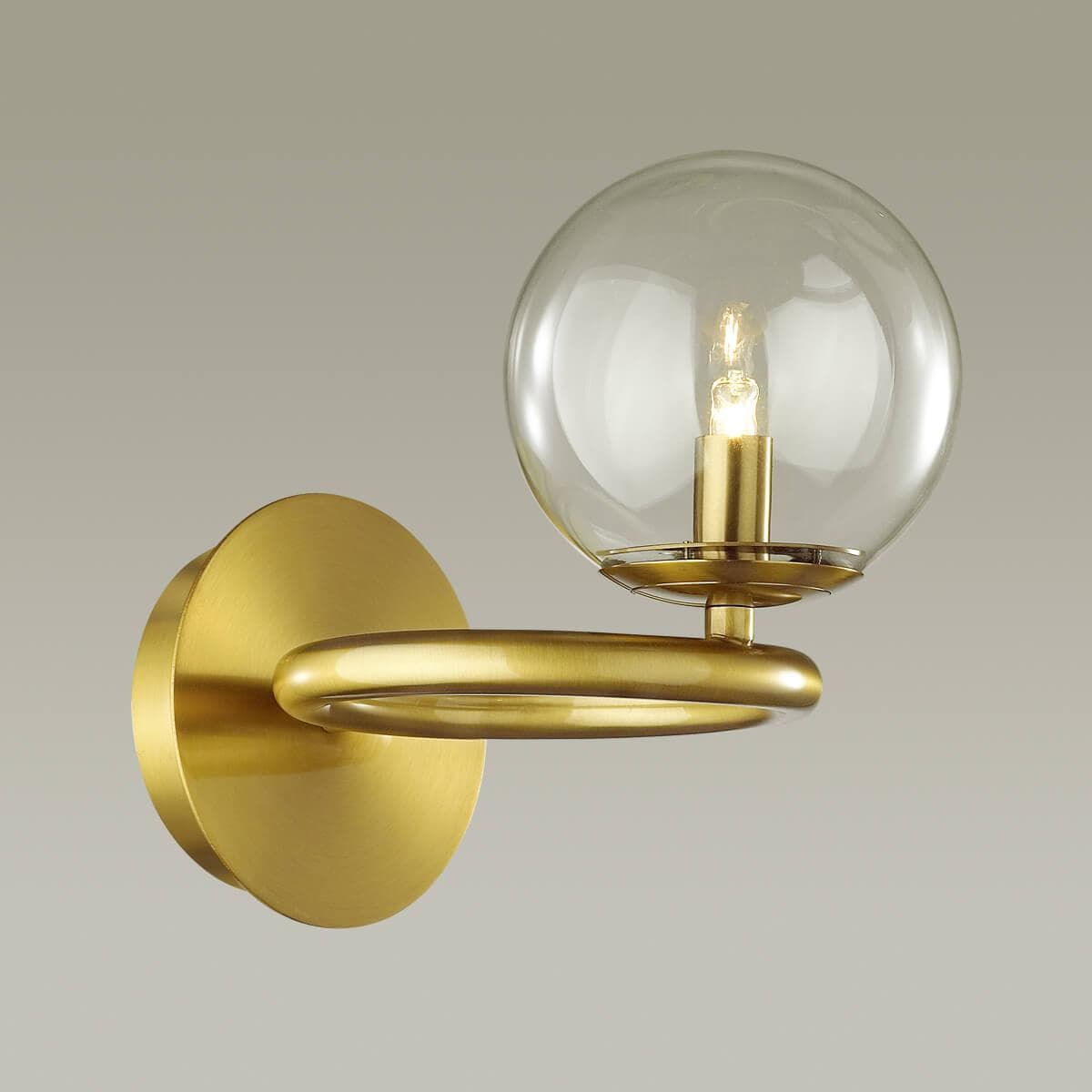 Odeon Light 4276/1W MODERN ODL21 207 прозр/стекло/золотистый Настенный светильник IP20 G9 1*40W NUVOLA — миниатюра 3