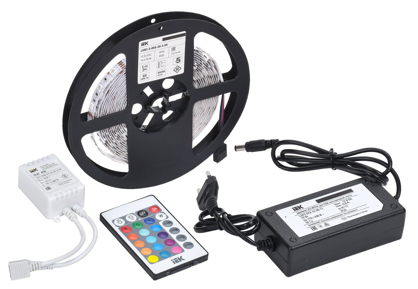 IEK Комплект DIY (5050RGB60-14,4-IP20-12В 5м + др. + конт.)