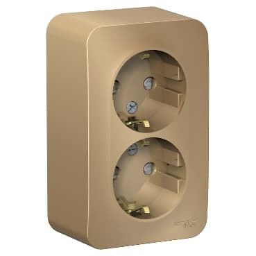 Systeme Electric Blanca наруж Титан Розетка 2-ая с/з со шторками, 16А, 250В — миниатюра 2