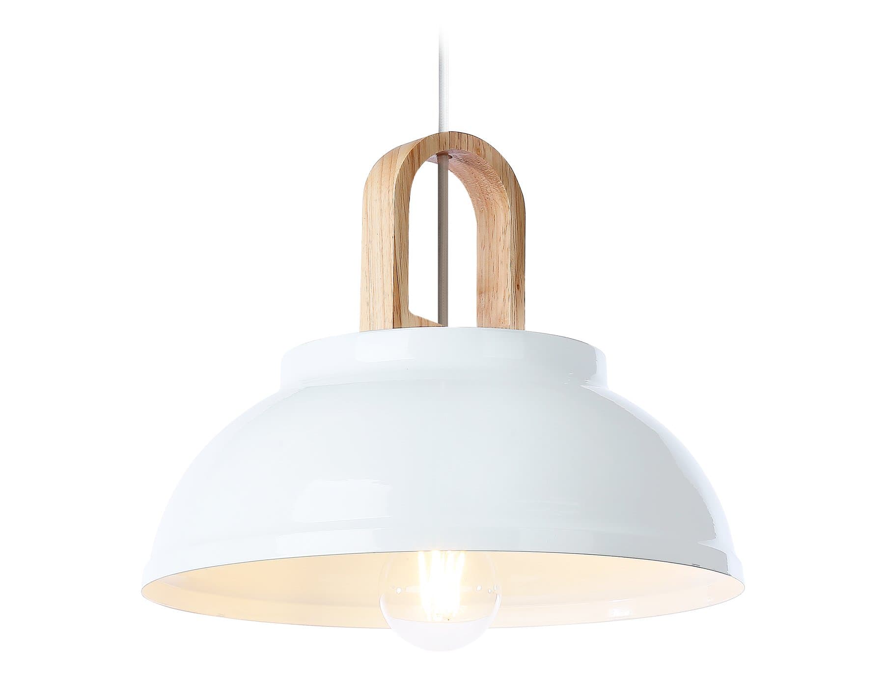 Ambrella Подвесной светильник в стиле лофт TR8190 WH/LW белый/светлое дерево E27 max 40W D290*900