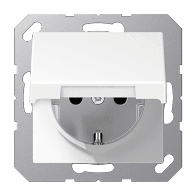 JUNG Белая Розетка с/з штепсельная Schuko 16A 250V с крышкой A1521KLWW