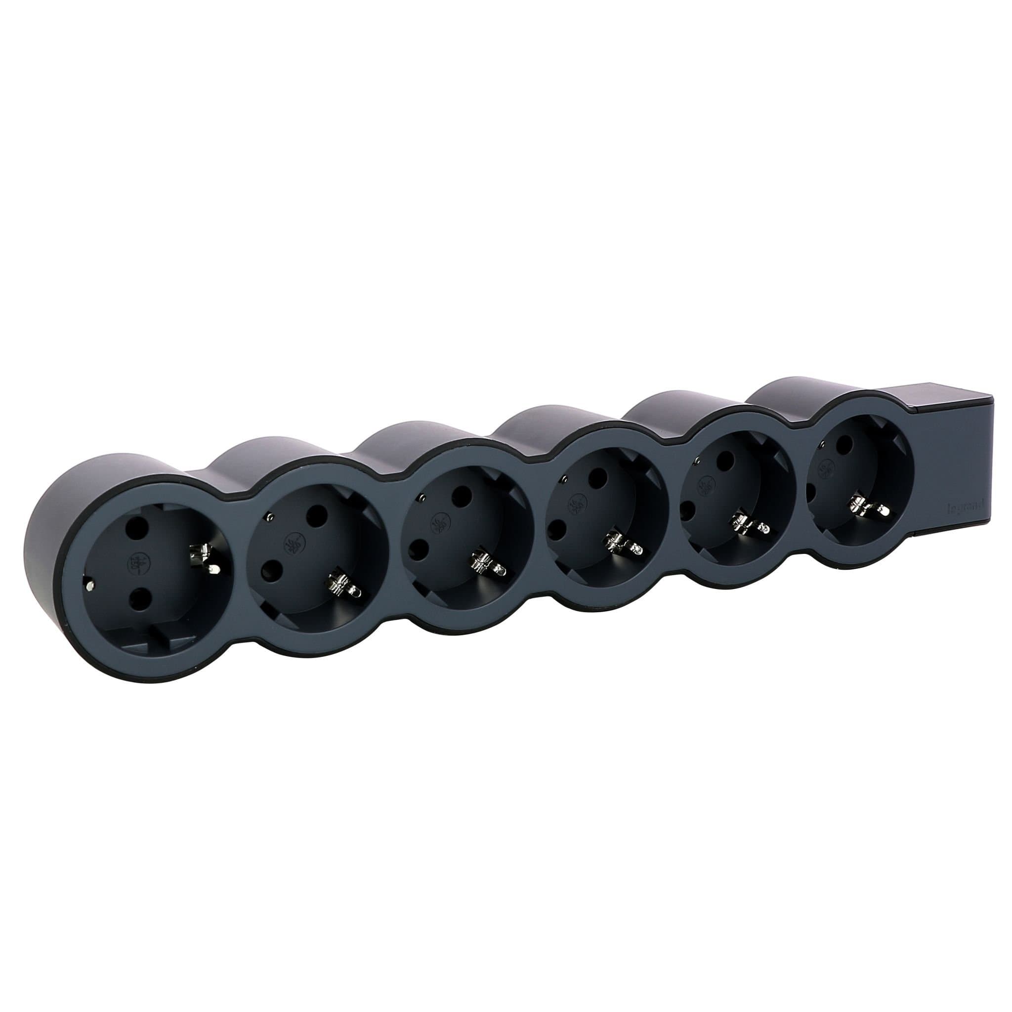 Legrand Revolution Стандарт Черный Удлинитель 6x2К+З, без кабеля 694580 — миниатюра 4