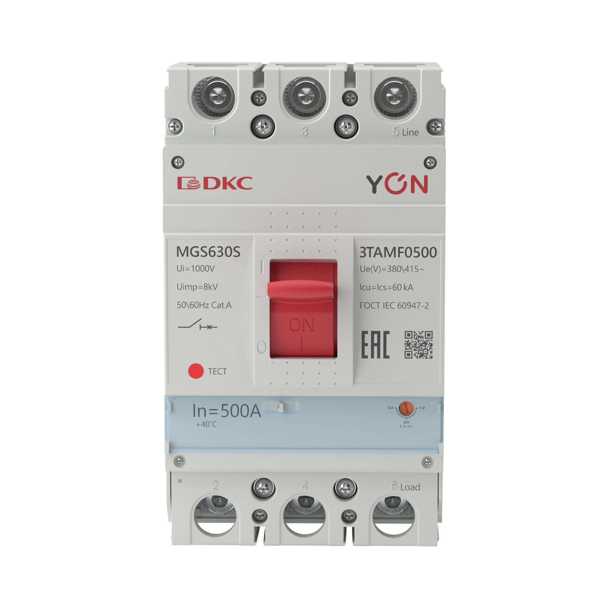 DKC Авт. выкл. YON MGS630 3P 400-500A 60kA — миниатюра 2