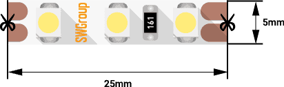 SWG Лента светодиодная стандарт 3528, 120 LED/м, 9,6 Вт/м, 12В , IP20, Цвет: Холодный белый SWG3T120-12-9.6-CW