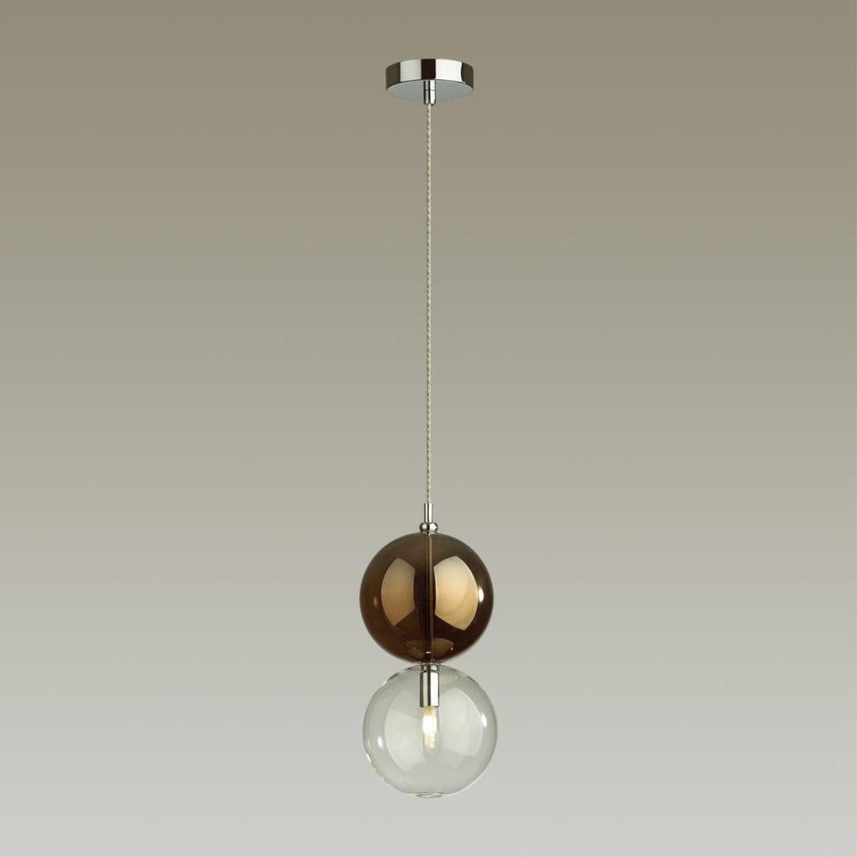 Odeon Light 4980/1B PENDANT ODL22 239 хром/коричневый/стекло Подвес G9 1*40W TWIXY — миниатюра 4