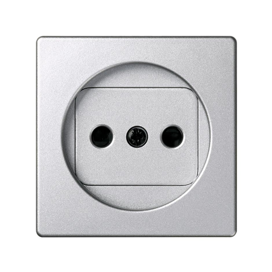 Simon 82 Detail Алюминий Накладка на 2-х полюсн. розетку 2Р без заземления 82040-93
