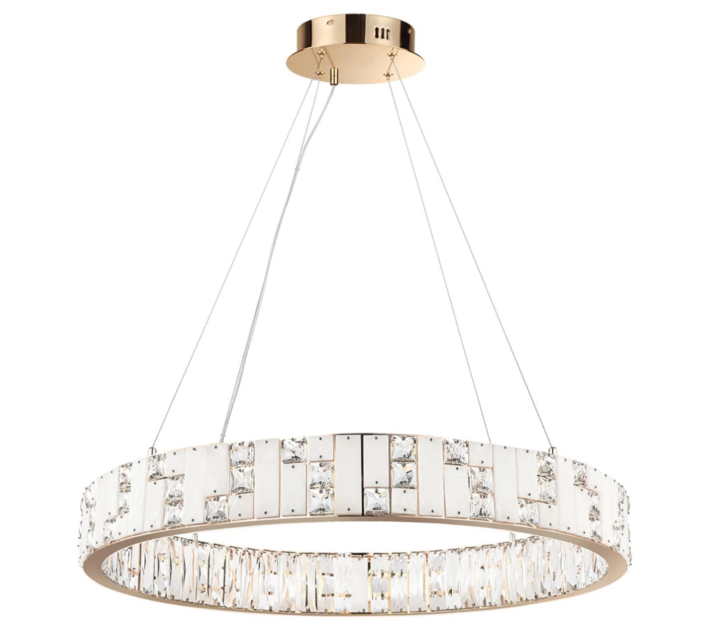 Odeon Light 5072/100L HALL ODL24 495 золото/прозрачный/белый/металл/хрусталь/алебастр Люстра LED 100W 3700K CROSSA