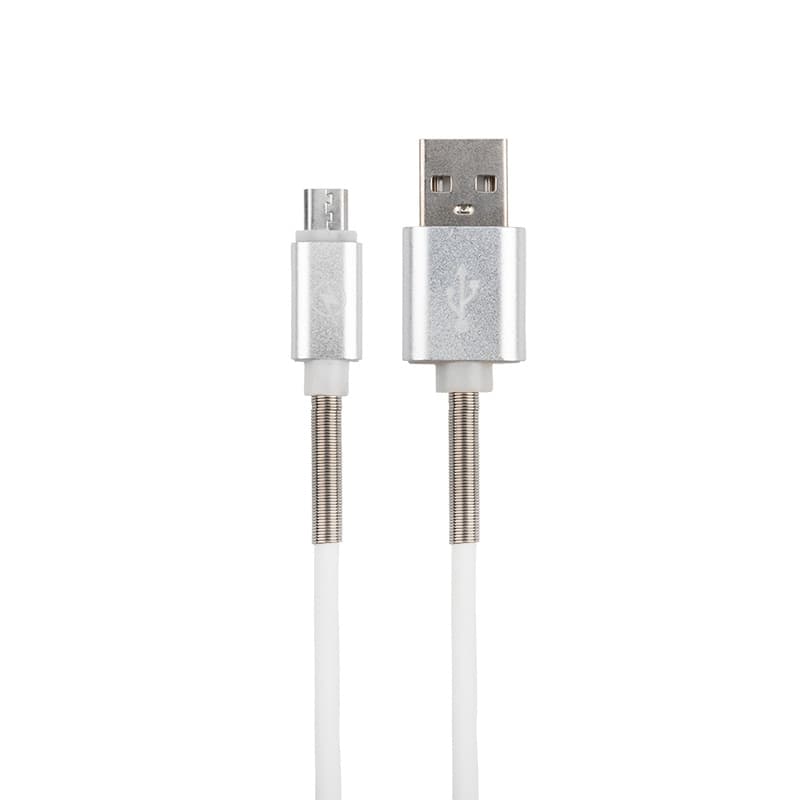 USB кабель для iPhone 5/6/7/8/Х моделей, белый силикон, 1 метр (с пружиной) Rexant 18-7011