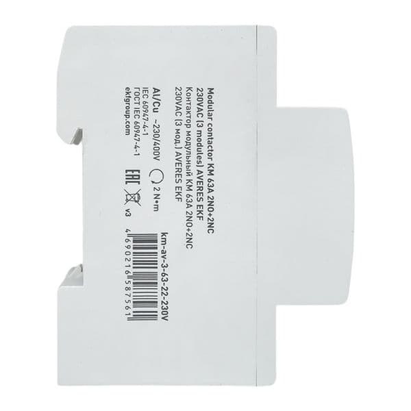 EKF Контактор модульный КМ 63А 2NO+2NC 230В АС (3 мод.) AVERES — миниатюра 4