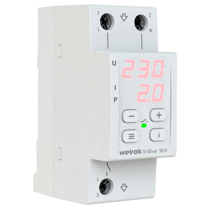 Welrok VI-50 red Реле напряжения 50 А max 60 A 11 000 ВА — миниатюра 2
