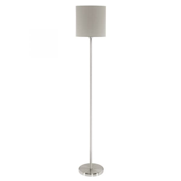 Eglo Торшер PASTERI, 1х60W (E27), Ø280, H1575, никель матовый/текстиль, серо-коричневый 95167 — миниатюра 1