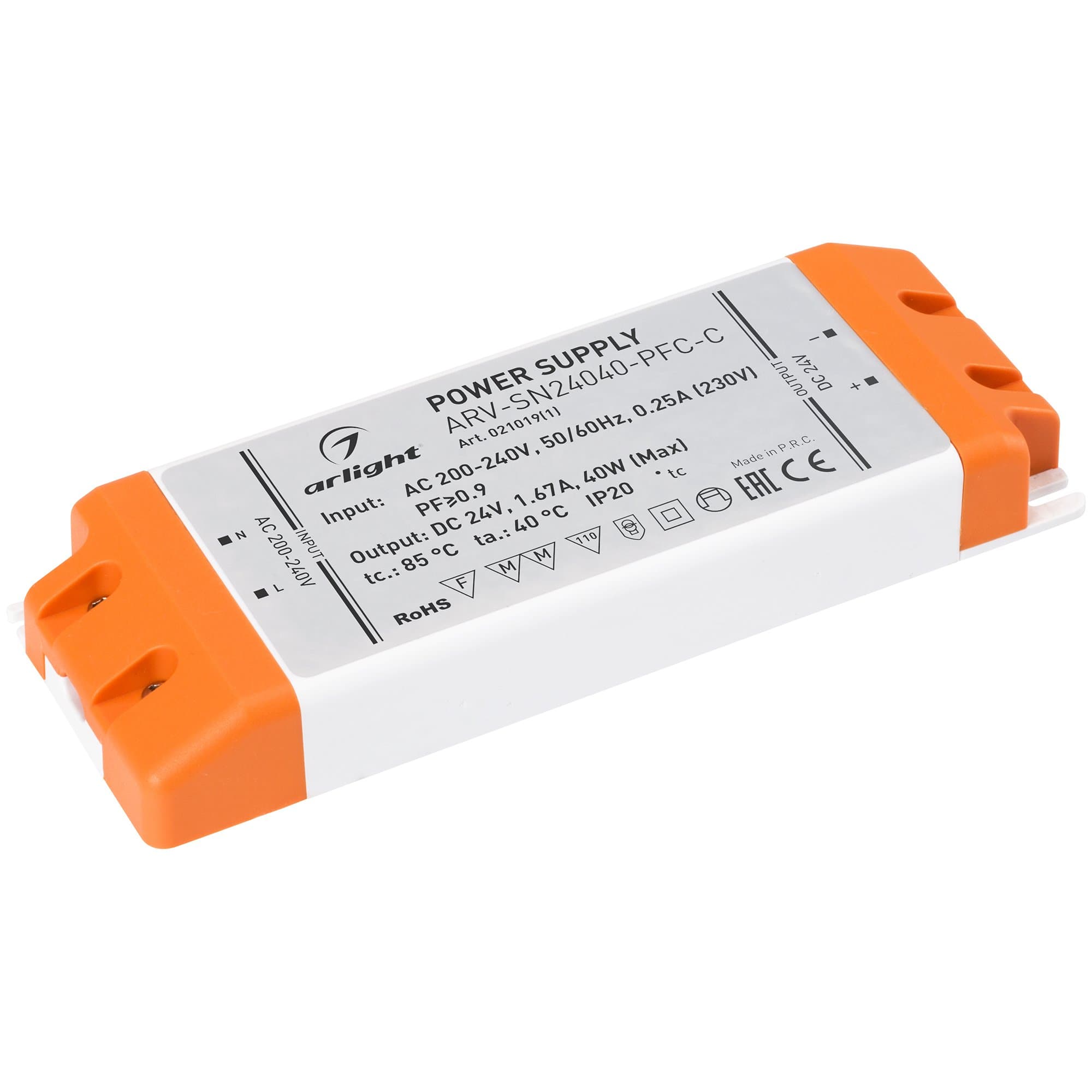 Arlight Блок питания ARV-SN24040-PFC-C (24V, 1.67A, 40W) (IP20 Пластик, 3 года) 021019(1)