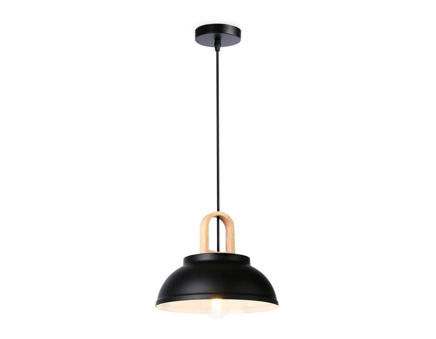 Ambrella Подвесной светильник в стиле лофт TR8192 BK/LW черный/светлое дерево E27 max 40W D290*900 — миниатюра 2