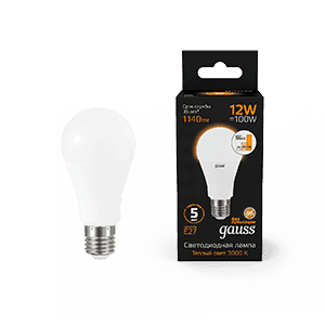 Gauss Лампа A60 12W 1140lm 3000K Е27 шаг. диммирование LED 102502112-S