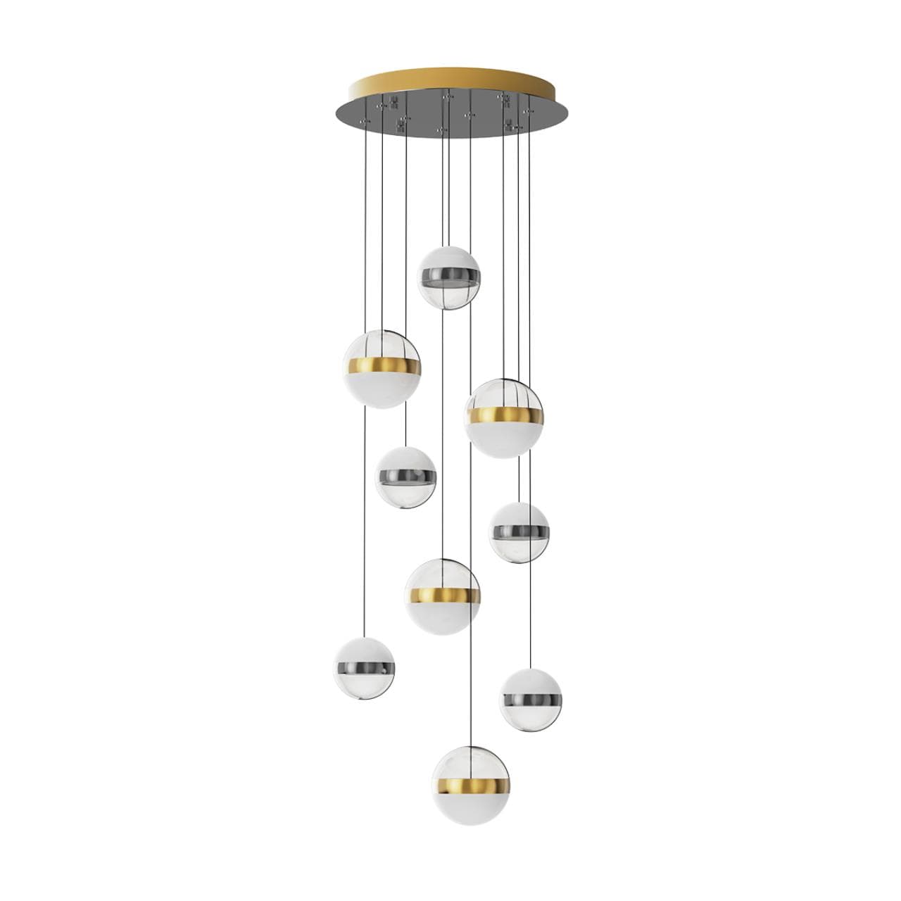 Odeon Light 5037/84L L-VISION ODL24 ант.бронза/никель/прозрачн/молочный/металл/акрил Люстра каскадная LED 84W 4000K 4800лм RONI