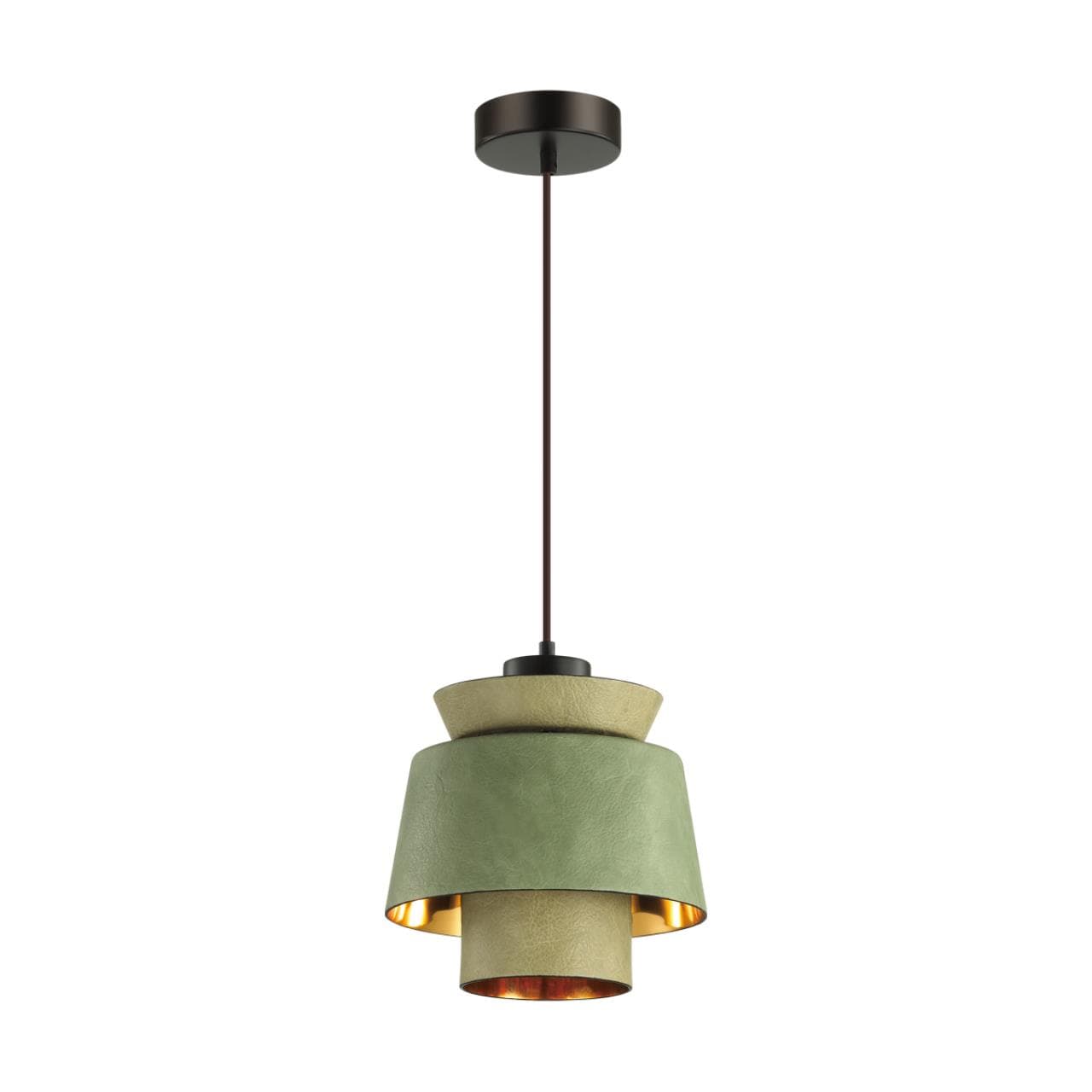 Odeon Light 4992/1A PENDANT ODL23 287 зеленый/золотой/металл/кожа Подвес E27 60W KRESSA — миниатюра 1