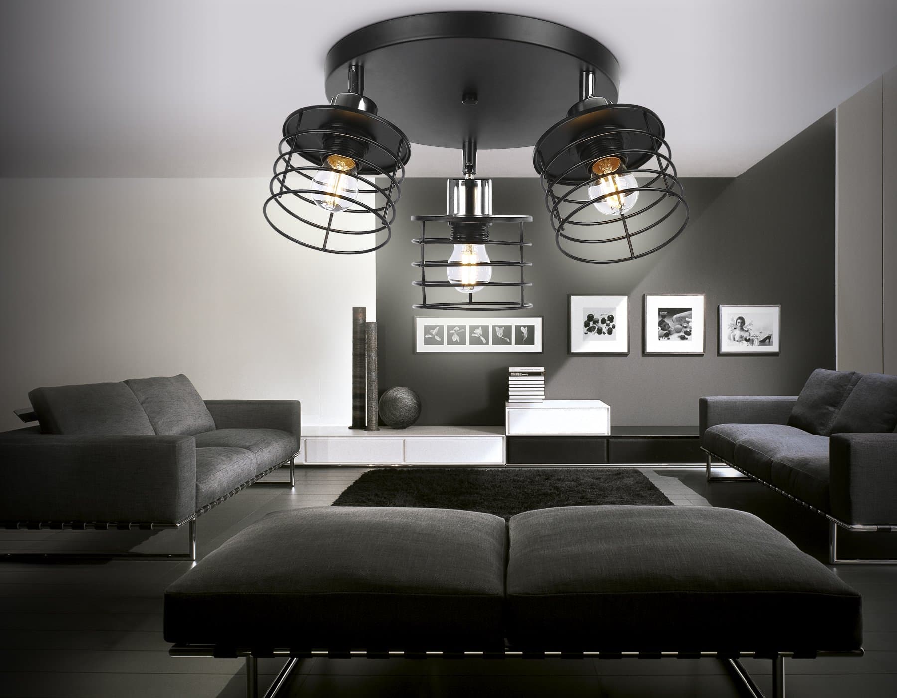 Ambrella Потолочный светильник в стиле лофт TR8092/3 BK/CH черный/хром E27*3 max 40W D372*190 — миниатюра 2