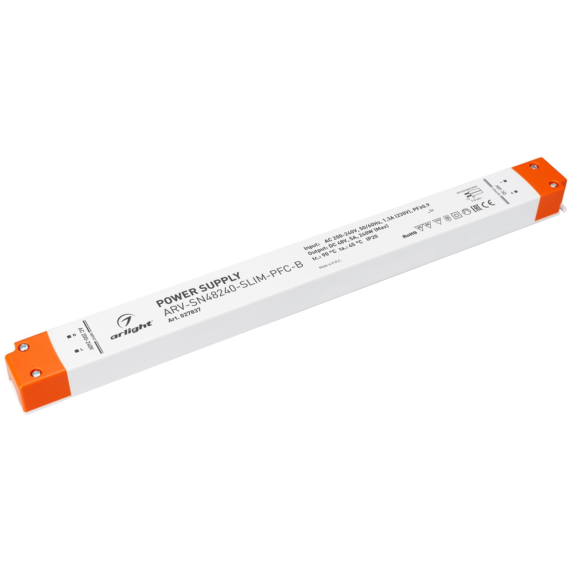 Arlight Блок питания ARV-SN48240-SLIM-PFC-B (48V, 5A, 240W) (IP20 Пластик, 3 года) 027837